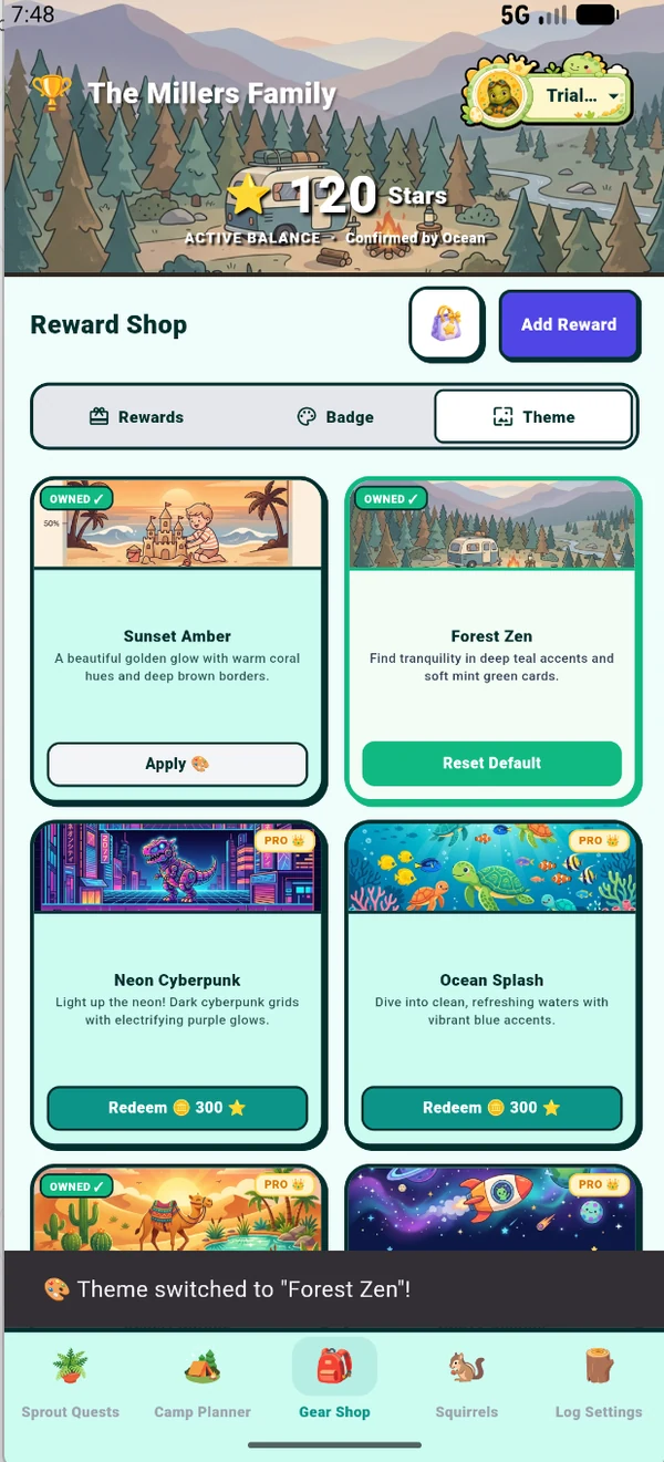 Routaroo with a colourful custom theme